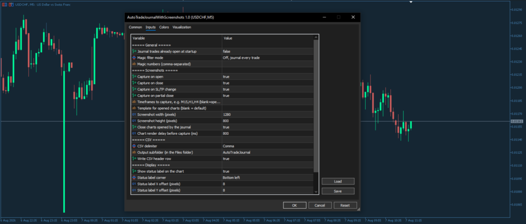 Auto Trade Journal with Screenshots for MT5 screenshot 1