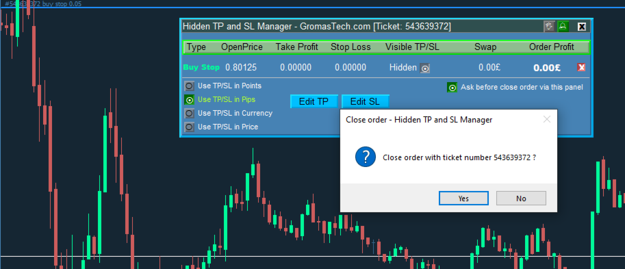 Hidden TP and SL Manager for MT4 screenshot 3
