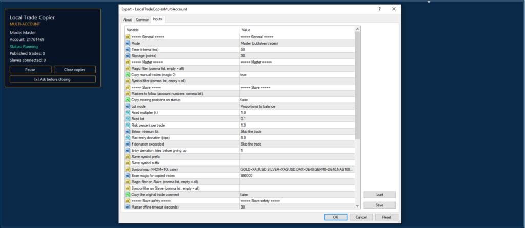 Local Trade Copier Multi Account for MT4 screenshot 1