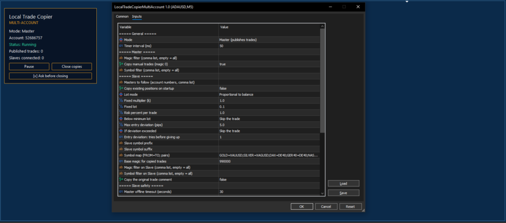 Local Trade Copier Multi Account for MT5 screenshot 1