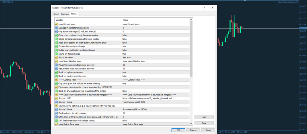News Filter Multi Source for MT4 screenshot 2