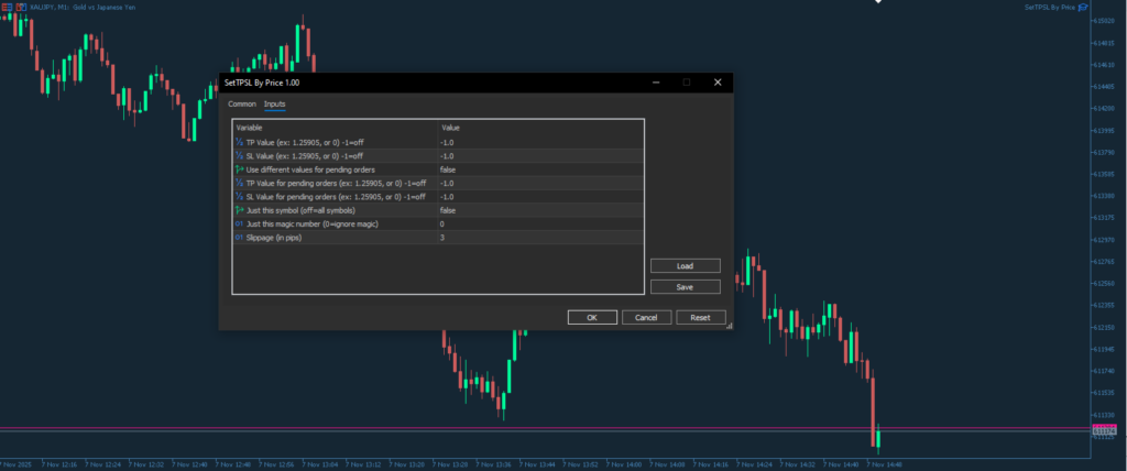 Set TP and SL by Price MT5 screenshot 1