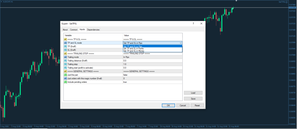 Set TP and SL in Pips Points or Currency screenshot 1